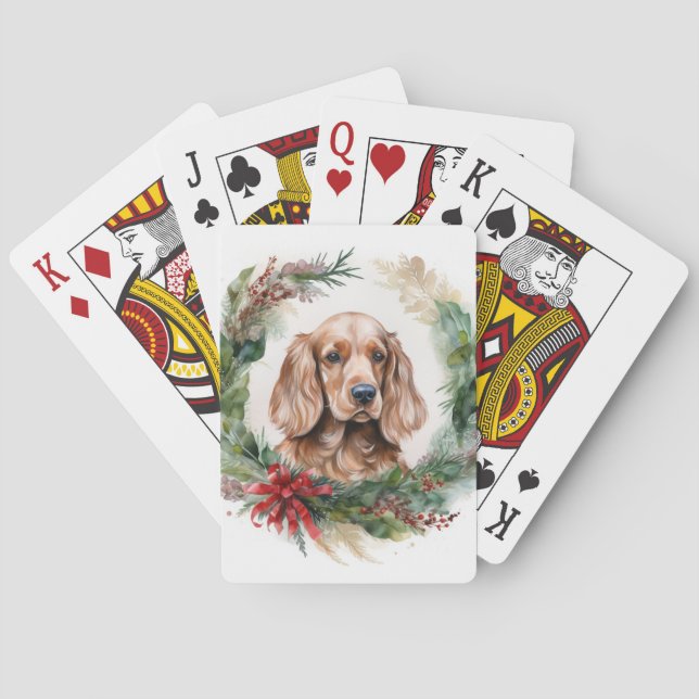 Cocker Spaniel Weihnachtsfeier Festliche Jungfrau Spielkarten (Rückseite)