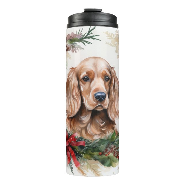 Cocker Spaniel Weihnachtsfeier Festliche Jungfrau Thermosbecher (Vorderseite)