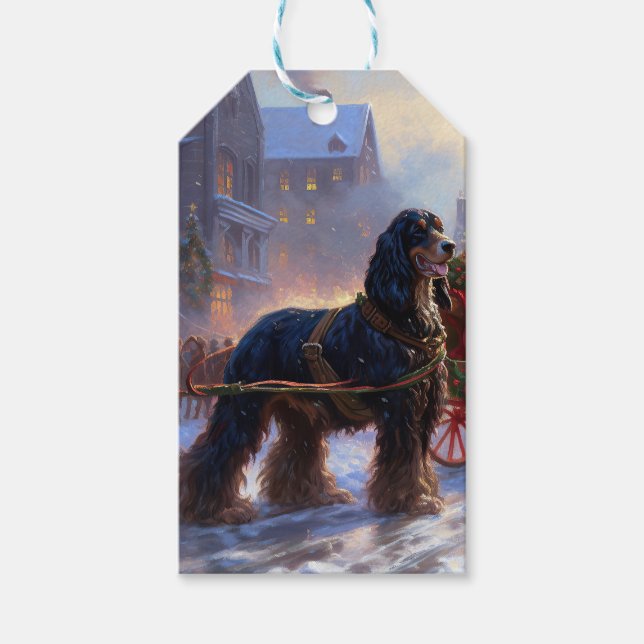 Cocker Spaniel Weihnachtsfeier Geschenkanhänger (Vorderseite)