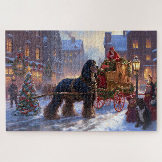 Cocker Spaniel Weihnachtsfeier Puzzle (Horizontal)