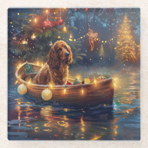 Cocker Spaniel Weihnachtsfestliche Reise Glasuntersetzer