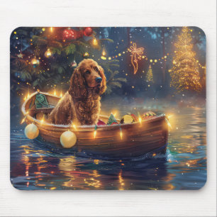 Cocker Spaniel Weihnachtsfestliche Reise Mousepad
