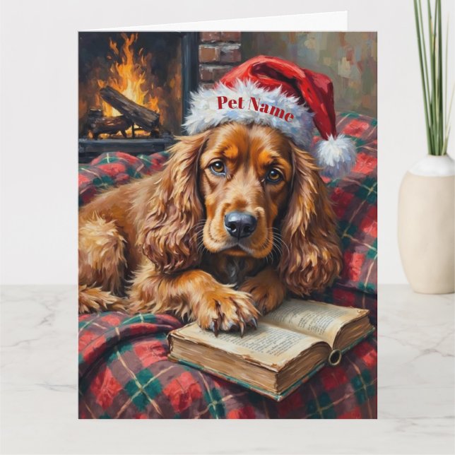 Cocker Spaniel Weihnachtsgeschichte Zeit Hut Karte (Vorderseite)