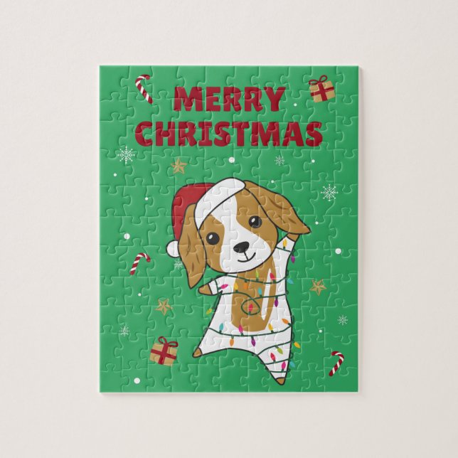 Cocker Spaniel Weihnachtshund Wintertiere Hunde J Puzzle (Vertikal)
