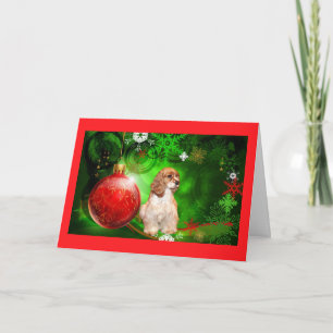 Cocker spaniel-Weihnachtskarte spielt rotes Feiertagskarte
