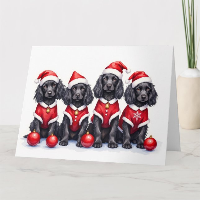 Cocker Spaniel Weihnachtskleid Santa Hut Karte (Vorderseite)