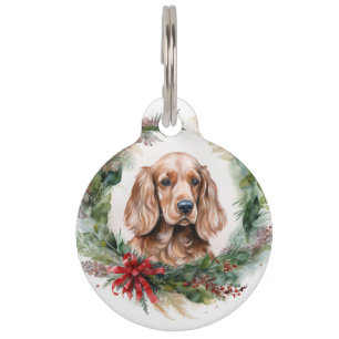 Cocker Spaniel Weihnachtskranz Festlicher Hund Haustiermarke