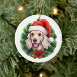 Cocker Spaniel Weihnachtskranz Keramik Ornament