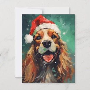 Cocker Spaniel Weihnachtsmalerei Kunstwerk Feiertagskarte