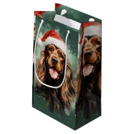 Cocker Spaniel Weihnachtsmalerei Kunstwerk Kleine Geschenktüte