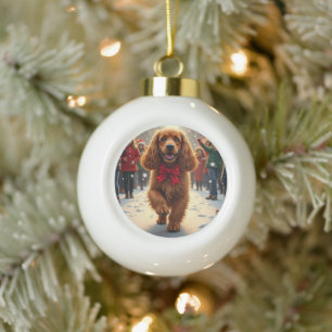 Cocker Spaniel Weihnachtsparade Feiertagsmalerei Keramik Kugel-Ornament