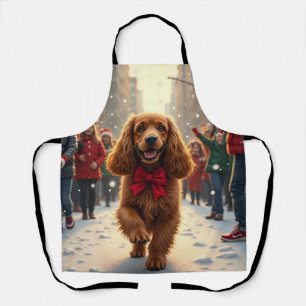 Cocker Spaniel Weihnachtsparade Feiertagsmalerei Schürze