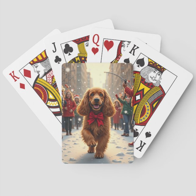Cocker Spaniel Weihnachtsparade Feiertagsmalerei Spielkarten (Rückseite)