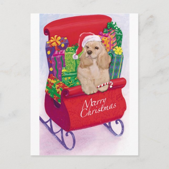 Cocker Spaniel Weihnachtspostcard Feiertagspostkarte (Vorderseite)