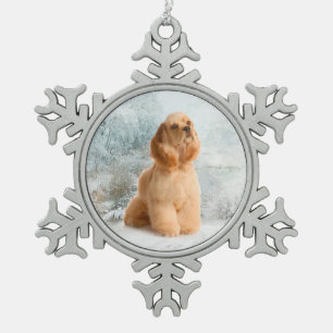 Cocker Spaniel Weihnachtsschmuck Schneeflocken Zinn-Ornament