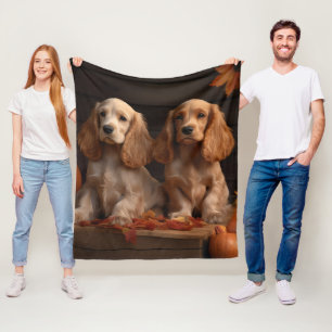 Cocker Spaniel Welpe Autumn Delight Pumpkin Fleecedecke