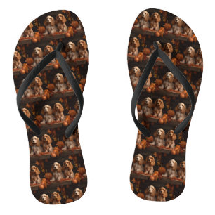 Cocker Spaniel Welpe Autumn Delight Pumpkin Flip Flops