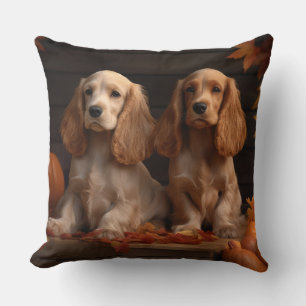 Cocker Spaniel Welpe Autumn Delight Pumpkin Kissen