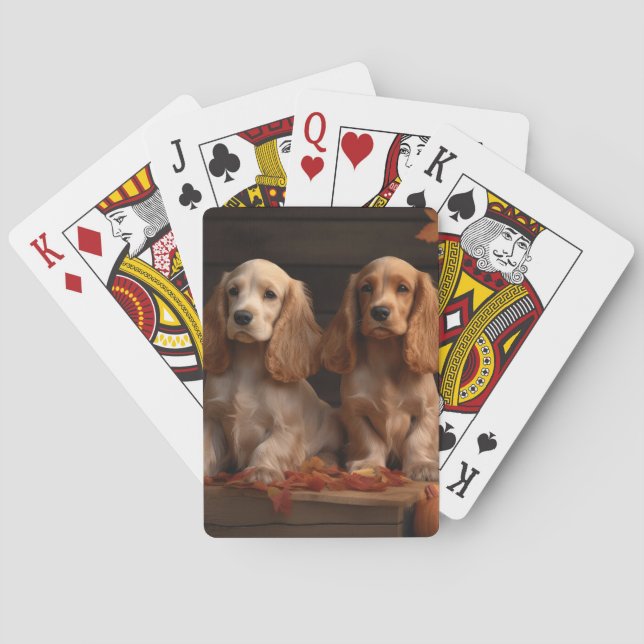 Cocker Spaniel Welpe Autumn Delight Pumpkin Spielkarten (Rückseite)