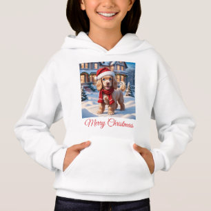 Cocker Spaniel Welpe spielen im Schnee Hoodie