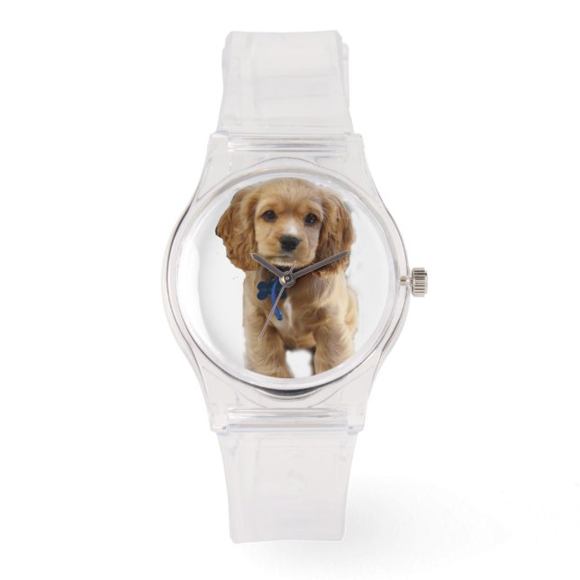 Cocker-Spaniel-Welpenuhr Armbanduhr (Vorderseite)