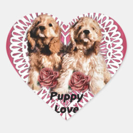 Cocker Spaniel Welppies Valentines Herz-Aufkleber