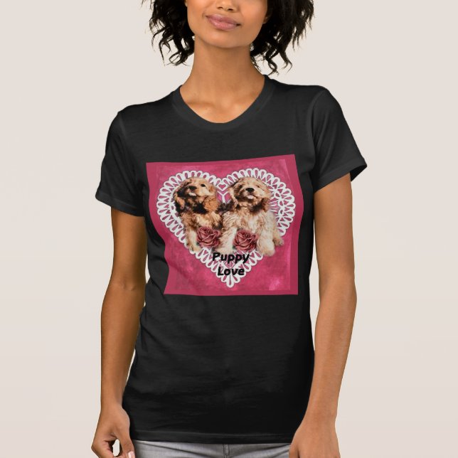 Cocker Spaniel Welppies Valentines T-Shirt (Vorderseite)