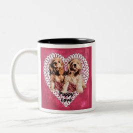 Cocker Spaniel Welppies Valentines Zweifarbige Tasse