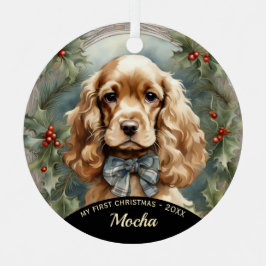 Cocker Spaniel Welppy's First Christmas Ornament Aus Metall
