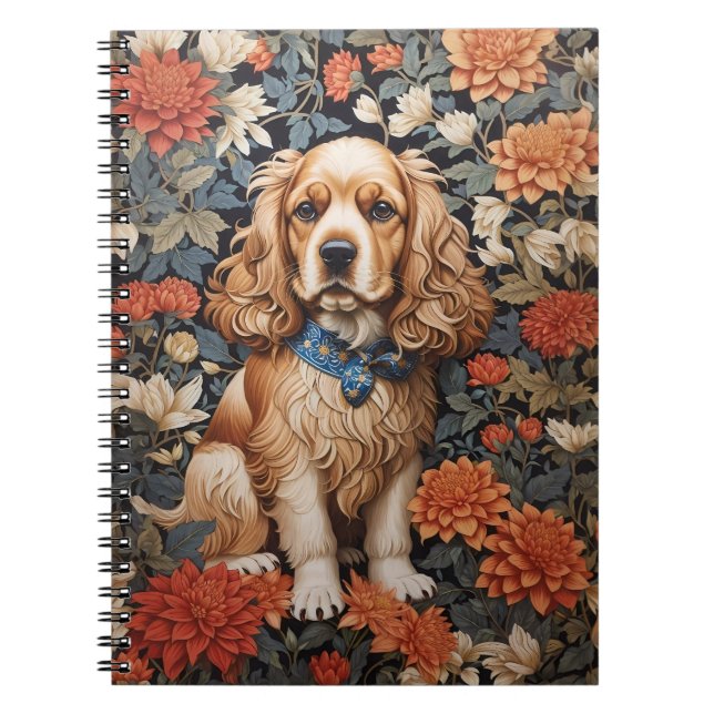 Cocker Spaniel William Morris Inspirierte Floral Notizblock (Vorderseite)