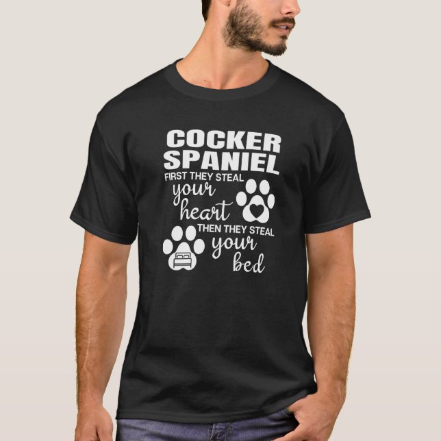 Cocker Spaniel Zitat Dog Paw Print T-Shirt (Vorderseite)