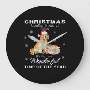 Cocker Spanier  Weihnachtscocker Spanischer Kaffee Große Wanduhr