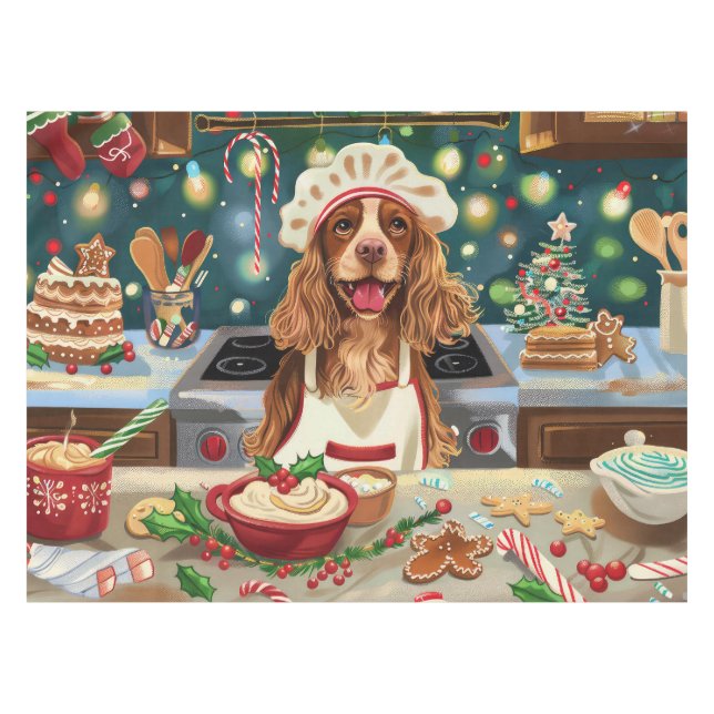 Cocker Spanisch Feiertag Backen: Feierliche Weihna Tischdecke (Vorderseite (Horizontal))