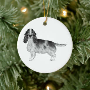 Cocker Spanisch in Schwarz, Weiß und Zoll Keramik Ornament
