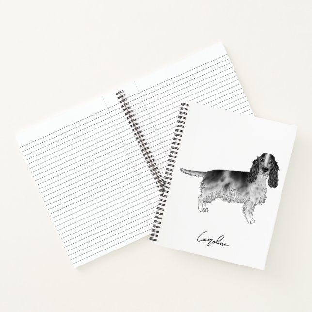 Cocker Spanisch in Schwarz, Weiß und Zoll Notizbuch (Innenseite)