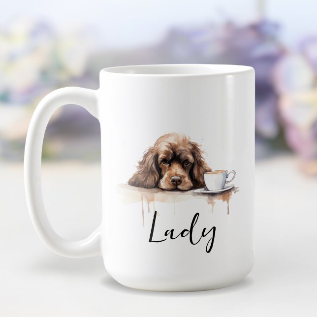 Cocker Spanisch mit Kaffee-Tasse, Hund mit Einstel Kaffeetasse (Von Creator hochgeladen)
