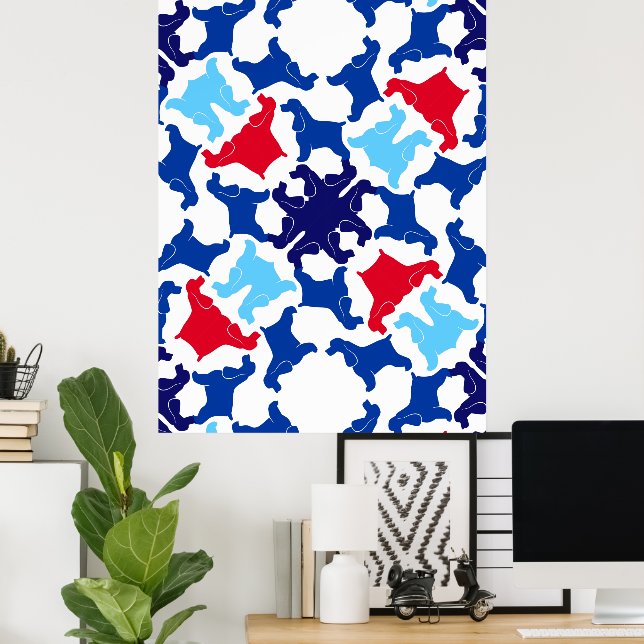 Cocker Spanisch Poster blau und rot (Heimbüro)