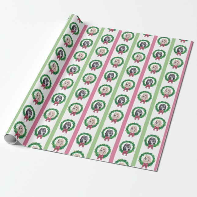 Cocker Spanisch Weihnachtswrapping Paper Geschenkpapier (Ungerollt)