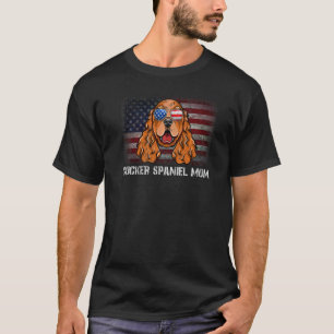 Cocker Spanische Mama Amerikaner Hund Flag 4. Ju T-Shirt
