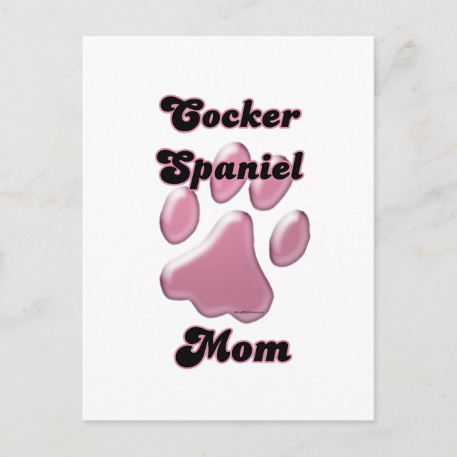 Cocker Spanische Mama Pink Pawprint Postkarte (Vorderseite)