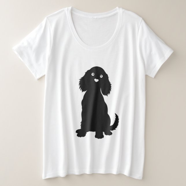 Cocker Spanische Silhouette mit Herznose Große Größe T-Shirt (Design vorne)