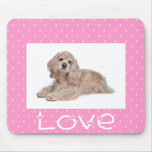 Cocker Spanische Welpe Liebe Pink Polka Dot Mousep Mousepad