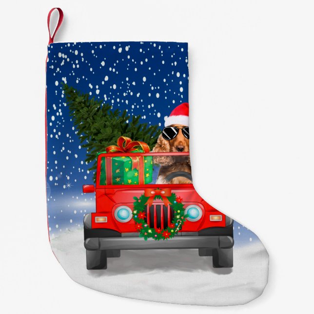 Cocker Spanischer Hund mit Weihnachtsgeschenken Kleiner Weihnachtsstrumpf (Vorderseite)