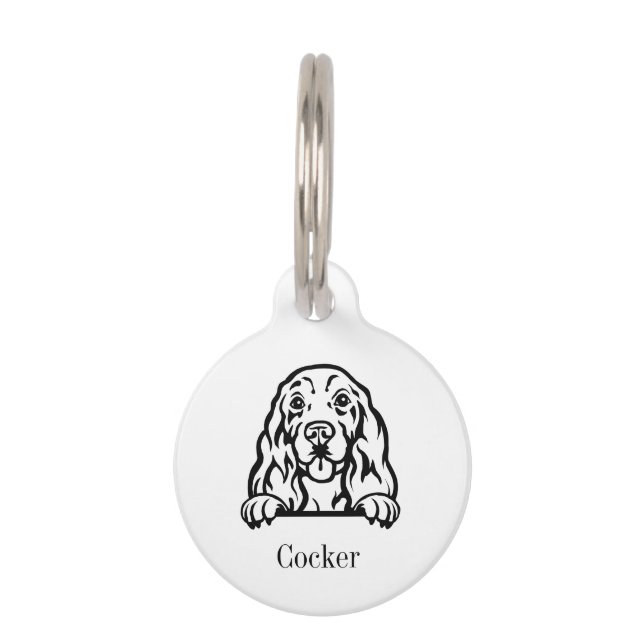 Cocker Spanischer Hund personalisierter Name Haustiermarke (Vorderseite)