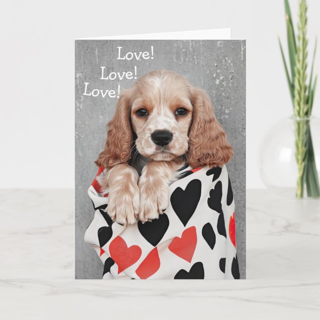 Cocker Spanischer Hund Valentine Card Dankeskarte (Vorderseite)