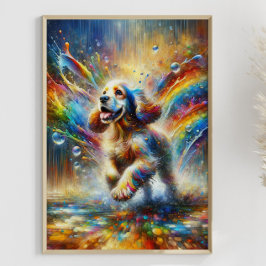 Cocker Spanischer Regenbogen-Spritzer Custom Poster