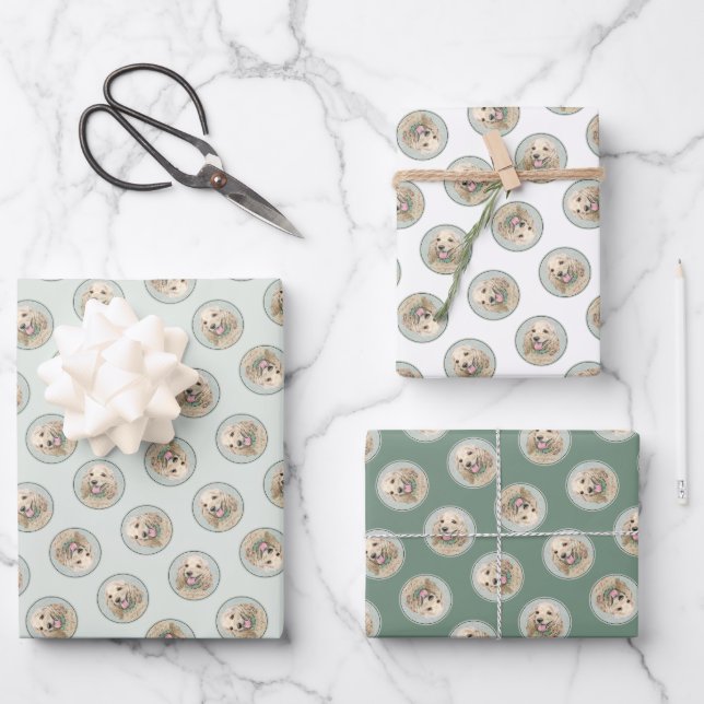 Cocker Spanischmalerei Buff Gold Original Hundekun Geschenkpapier Set (Vorderseite)