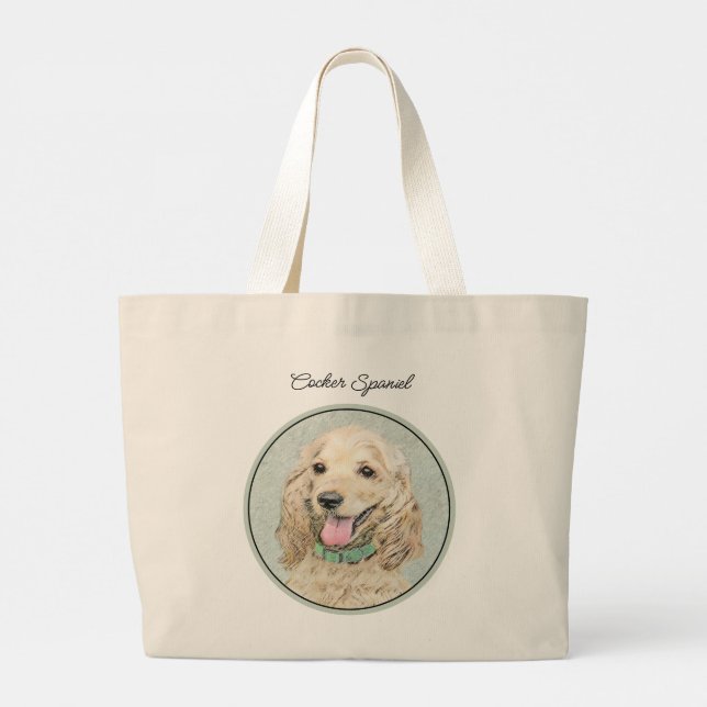 Cocker Spanischmalerei Buff Gold Original Hundekun Jumbo Stoffbeutel (Rückseite)