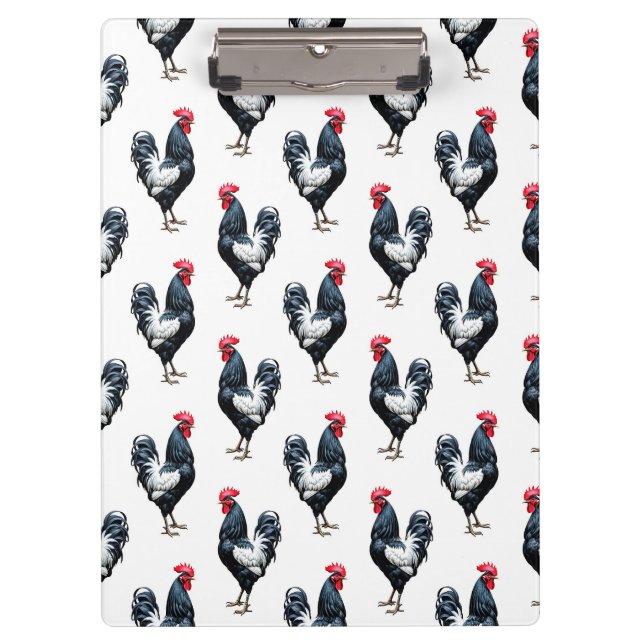 Cockerel Chicken Muster Design Klemmbrett (Vorderseite)