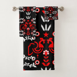 Cockerel Skandinavien Folklore Badhandtuch Set